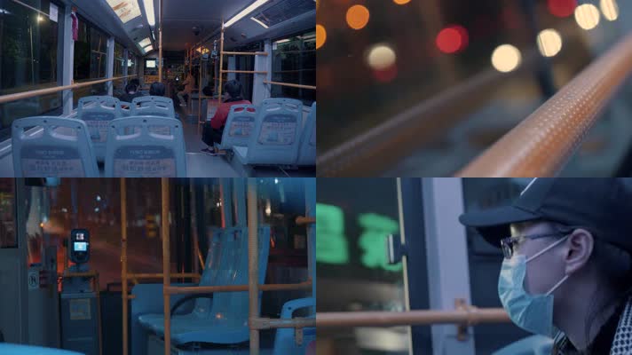 【4k原创】深夜都市伤感公交车视频素材