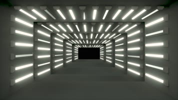 黑白灯管走廊隧道