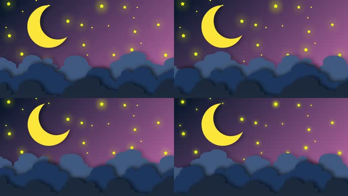 4K卡通月牙星空背景
