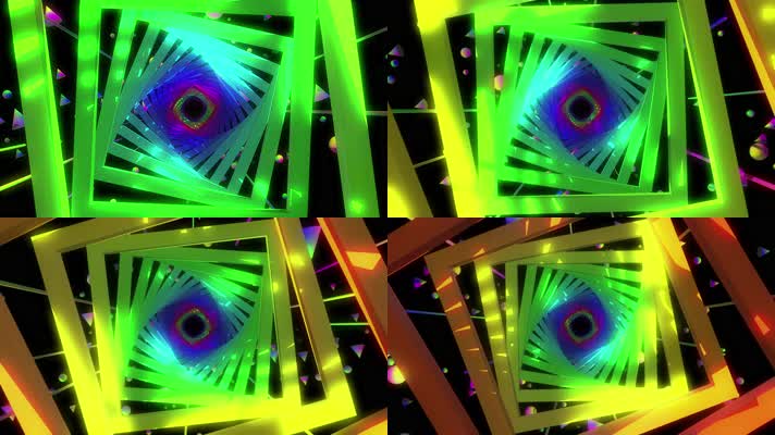 五彩空间线条隧道