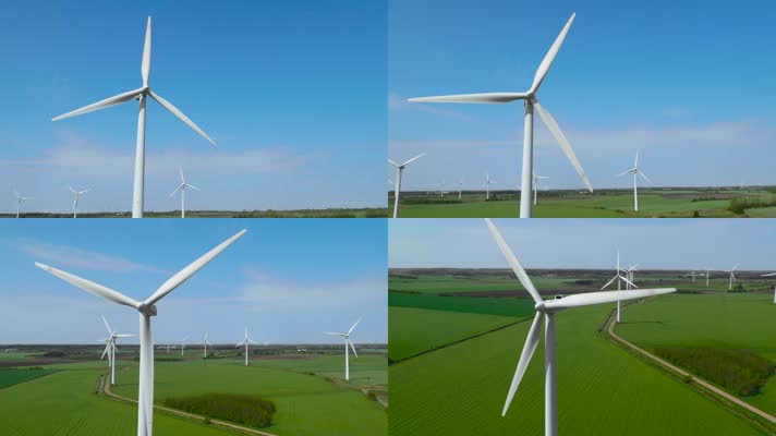 风能风车转动绿色能源