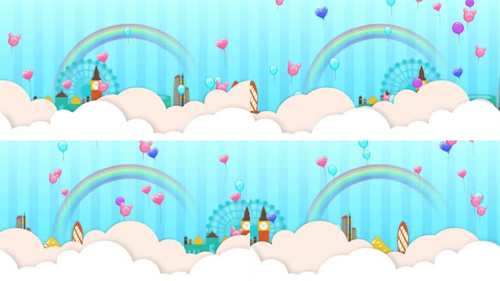 4K可爱卡通彩虹气球