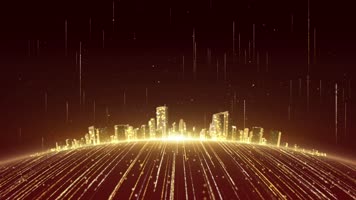 4K大气金色城市落版年会背景