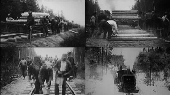 19世纪末20世纪初铺铁轨运输木材
