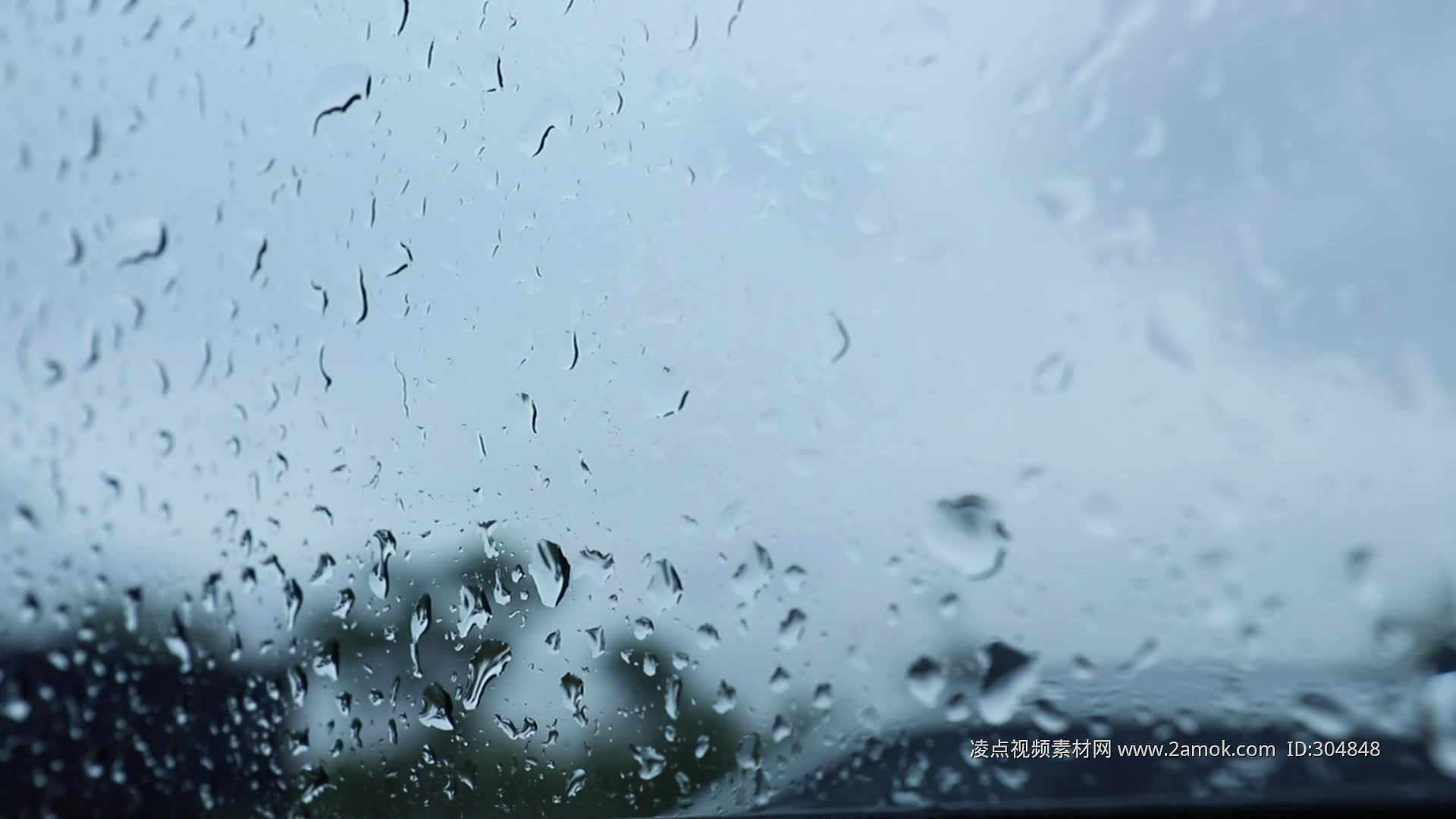 4K实拍自然风景下雨天气雨水打在树叶上视频特效素材-千库网