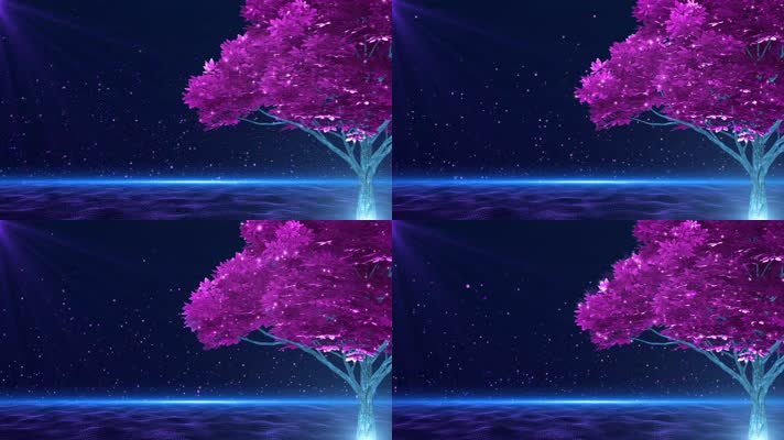 4K粉色粒子树循环