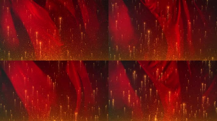 红绸子背景金色粒子雨3