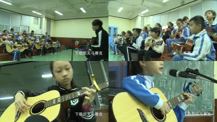 校园吉他社团学生弹吉他练习