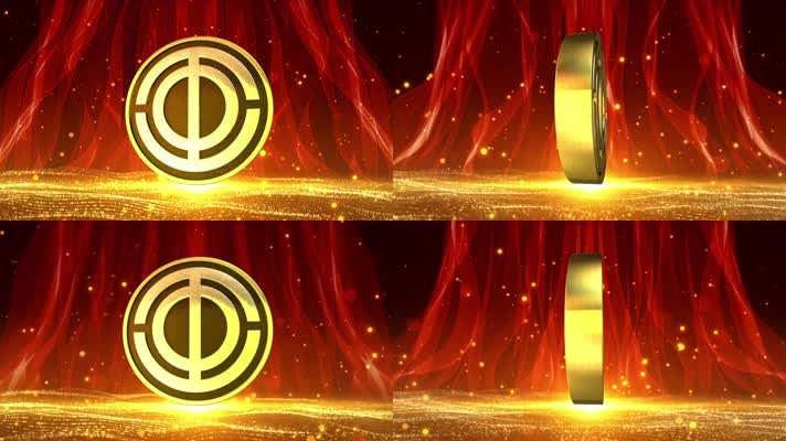 工会 会徽 丝绸 红色 金色 粒子 背景