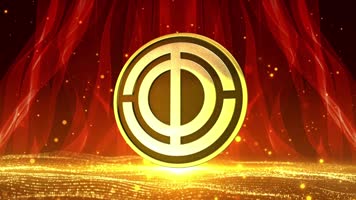 工会 会徽 丝绸 红色 金色 粒子 背景