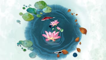 水墨池塘鱼循环