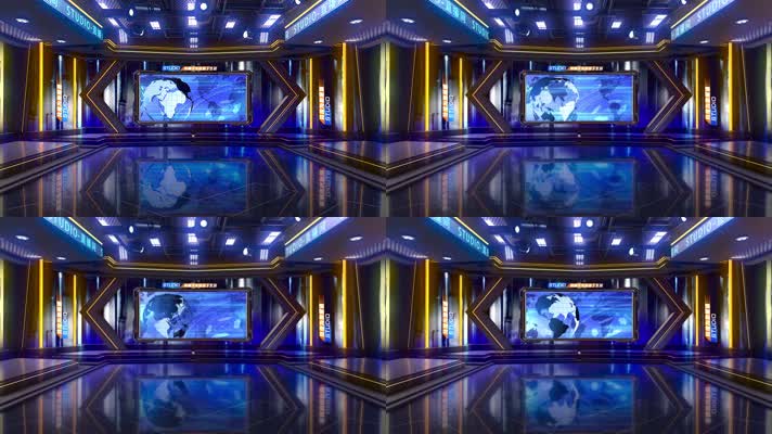 蓝色科技新闻直播间虚拟演播室主持人解说3