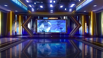 蓝色科技新闻直播间虚拟演播室主持人解说3