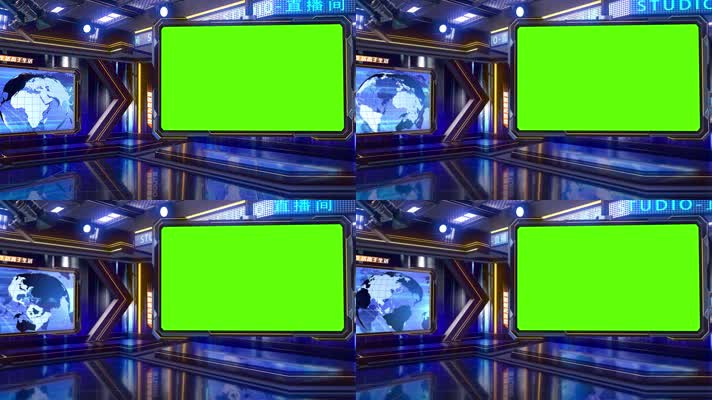 蓝色科技新闻直播间虚拟演播室主持人解说4