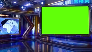 蓝色科技新闻直播间虚拟演播室主持人解说4