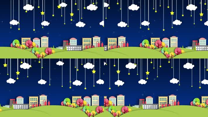 4K卡通星星城市夜晚