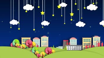 4K卡通星星城市夜晚