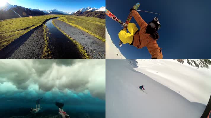 极限运动滑雪冲浪登山实拍视频