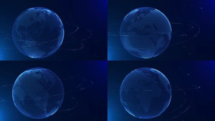 4K蓝色科技地球背景