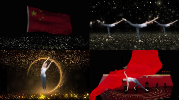 原创4K全息投影瑜伽舞蹈秀我和我的祖国