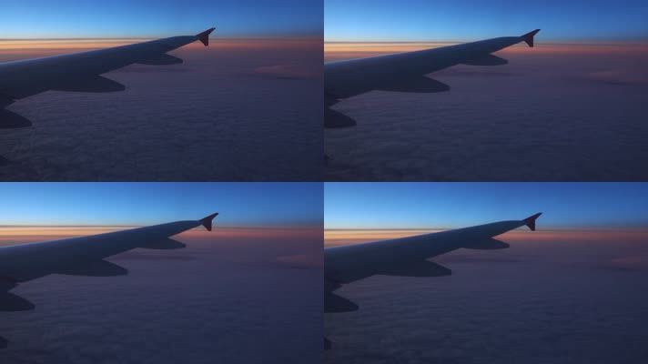 【4K】飞机机翼云层窗外美景