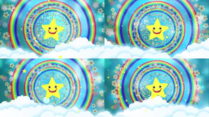 4K卡通彩虹星星背景