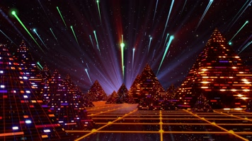 未来科幻城市金字塔流星穿行