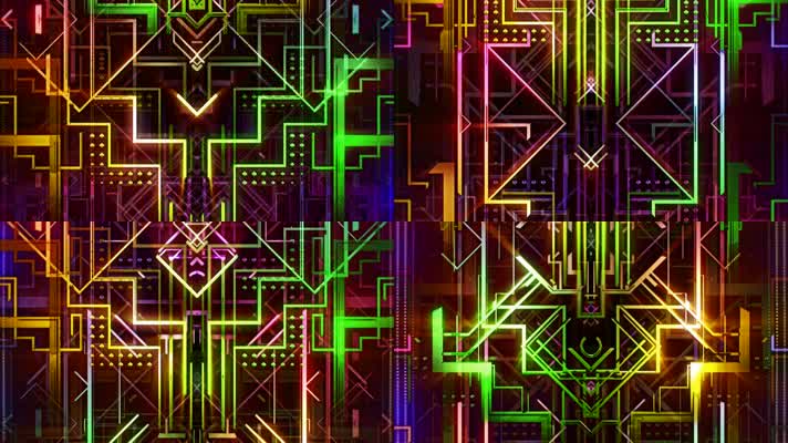 彩色艺术霓虹隧道穿梭