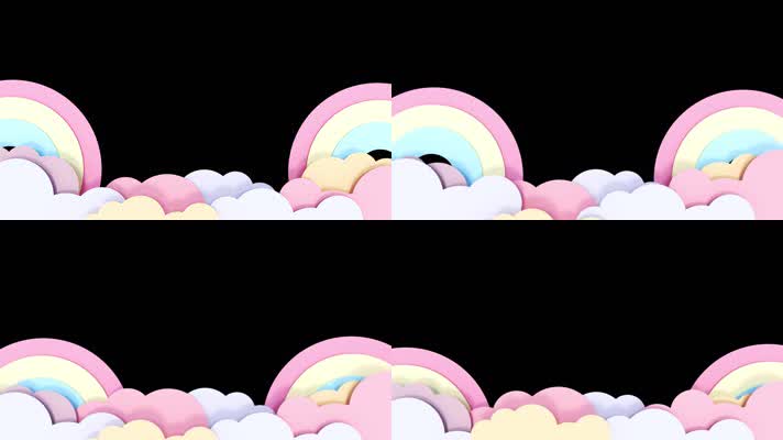 卡通3D云朵彩虹透明相框