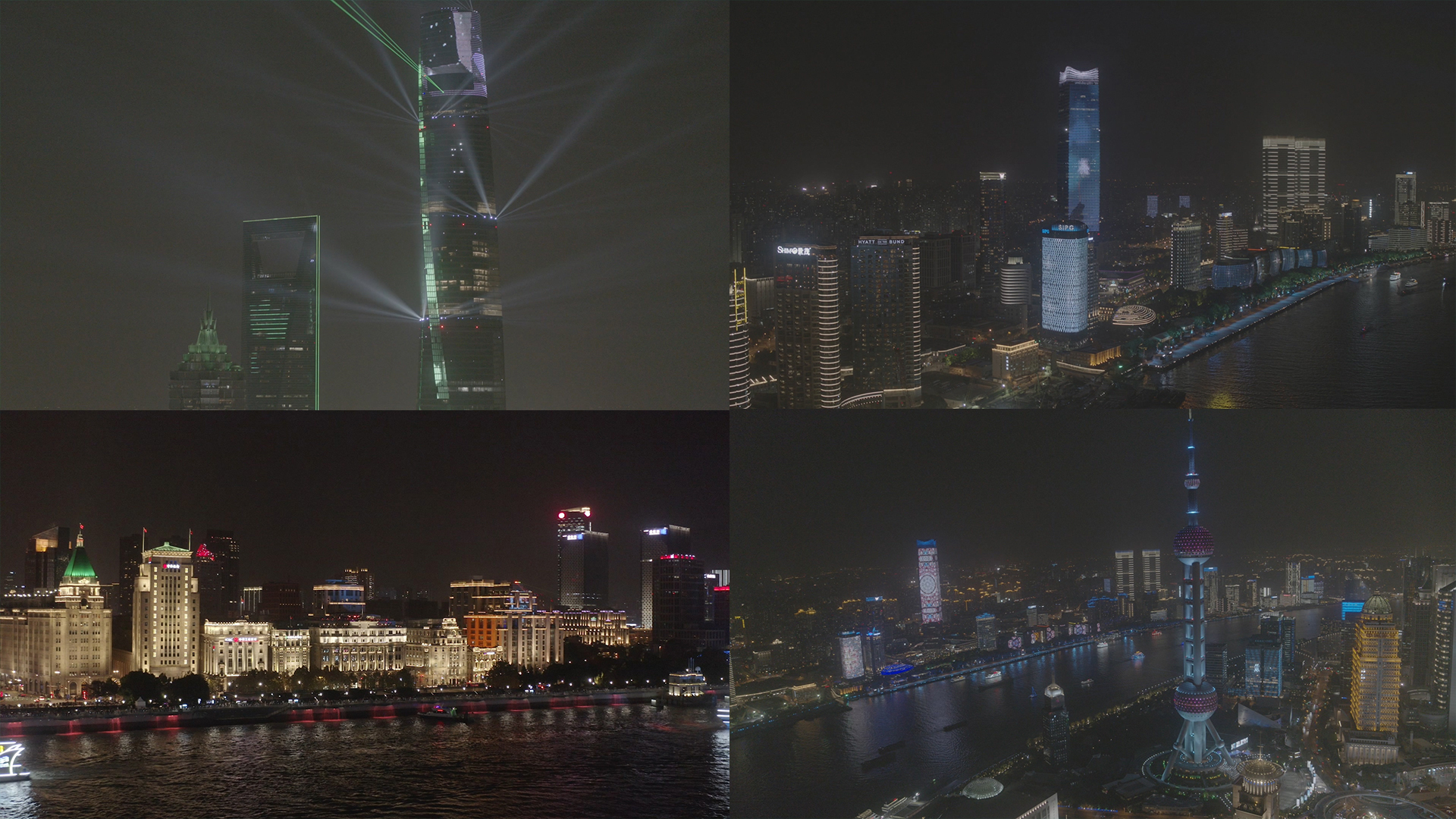 上海最新灯光秀航拍全角度（灰度）