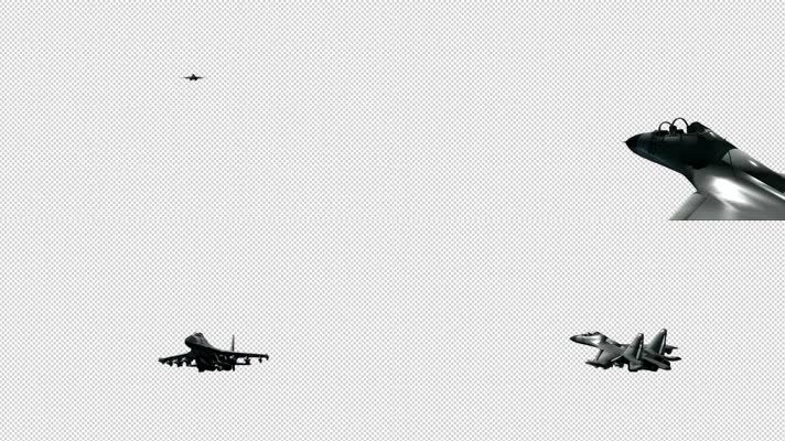 1组透明遮罩战斗机飞行