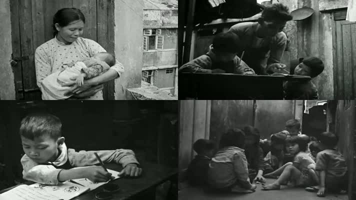 1959年香港难民城市-天台棚户区贫穷人