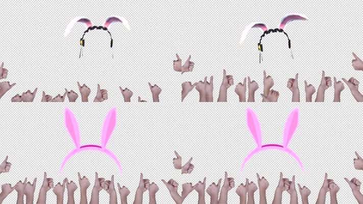 3组透明遮罩点赞兔耳朵