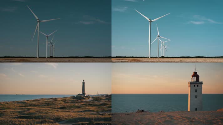 风力发电机组 清洁能源 灯塔 静止的艺术