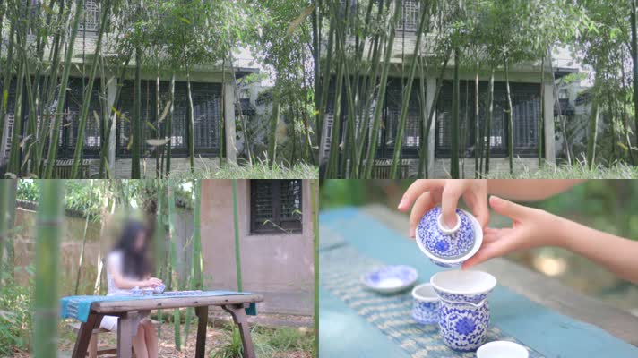 竹林美女茶艺茶道4K
