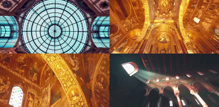 大气教堂，雄伟建筑，壁画窗花