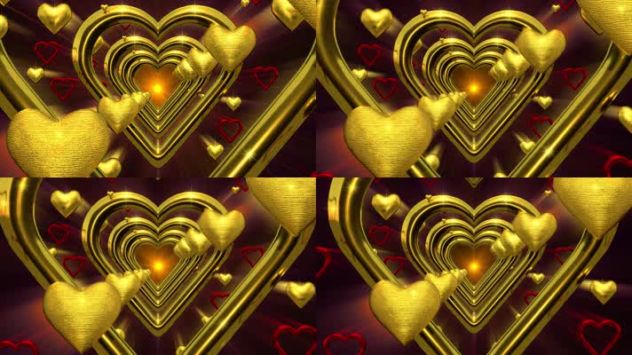 梦幻金色心型隧道