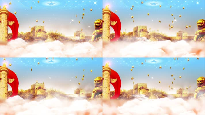 4K党政华表长城背景