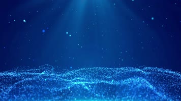 4K蓝色粒子海洋唯美背景