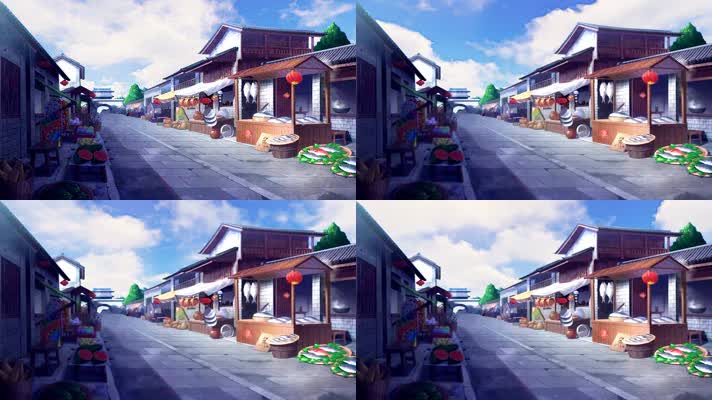 古代街市动画循环背景01