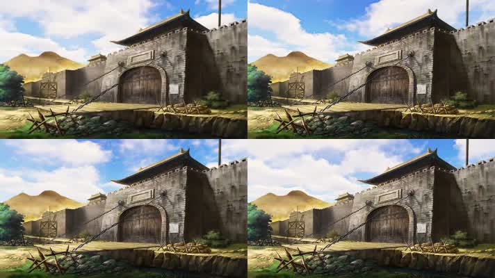 古代城门动画循环背景03