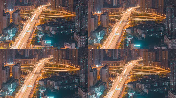 4k城市夜景车流高架桥移动延时摄影