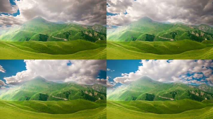绿色大自然青山白云高原风景延时拍摄