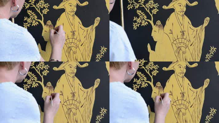 描金艺术，手绘画