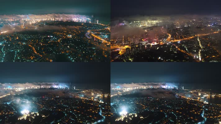 2020青岛老城区平流雾夜景
