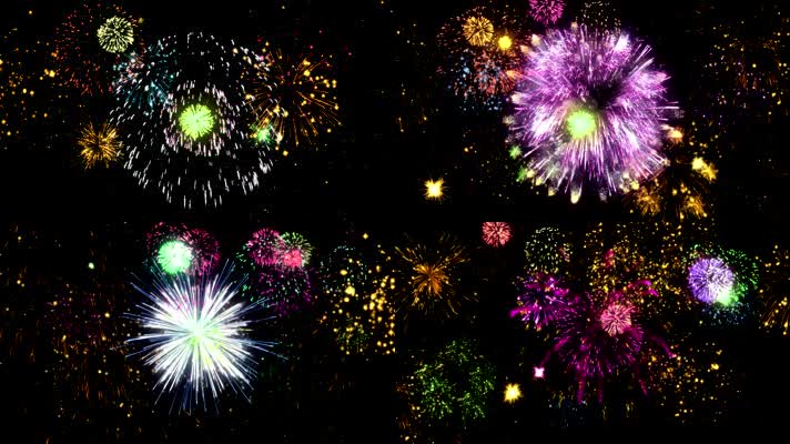 透明通道绚丽多彩烟花燃放