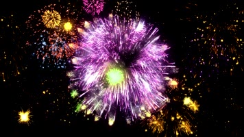 透明通道绚丽多彩烟花燃放