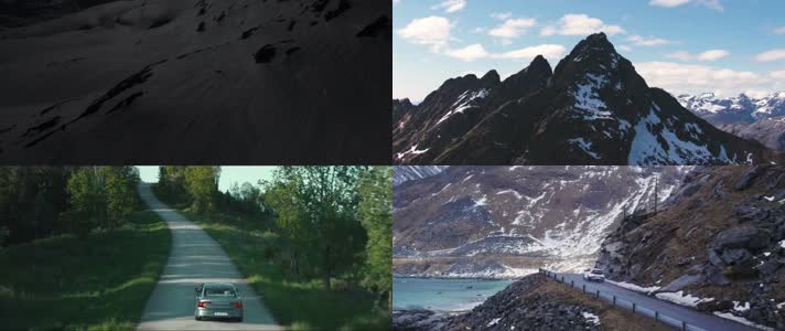 航拍山川河流汽车