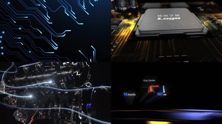 智能汽车芯片cpu科技光线穿梭片头ae模板