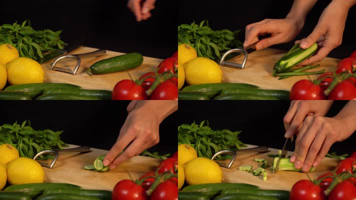 【4K】削皮刀，美食制作，切小黄瓜